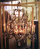 18th Century Crystal, Wrought Iron and Lead Chandelier